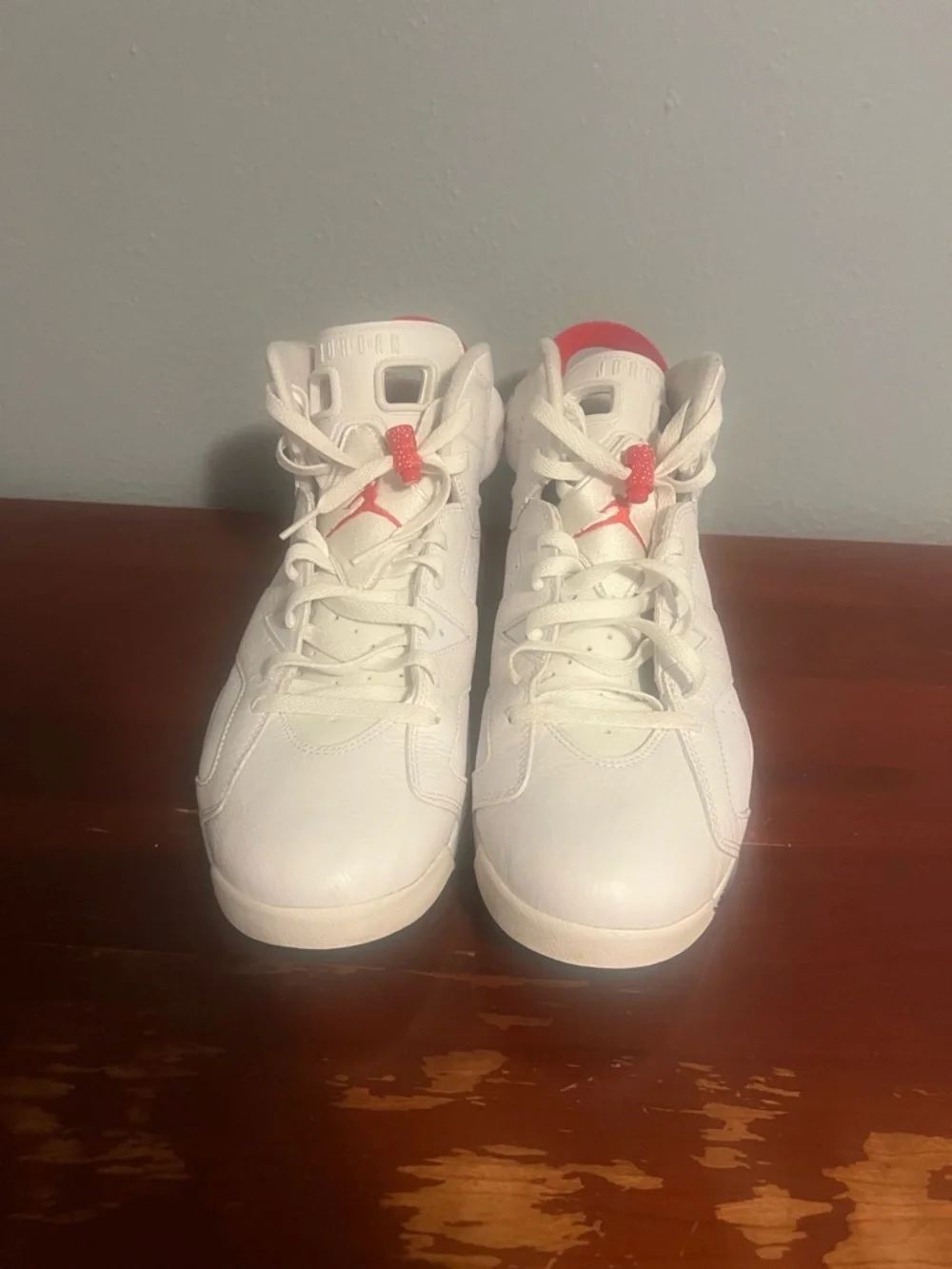 Jordan Men's White and Red Athletic Basketball Shoes Jordan 6 Red Oreo